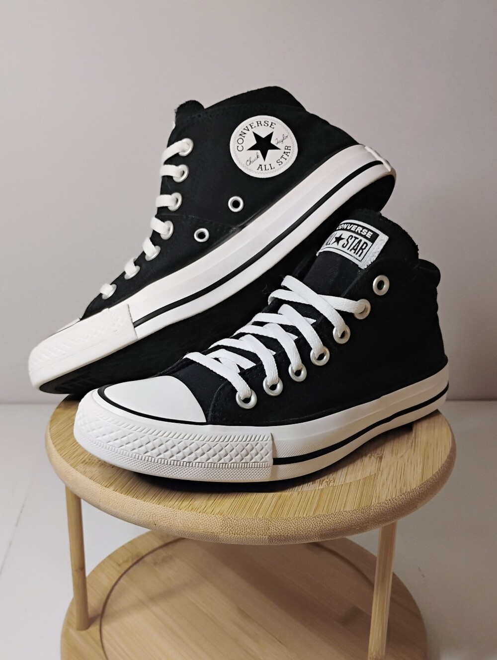 Converse Women's Chuck Taylor All Star  Black Mid-High Shoes - Picture 2 of 7